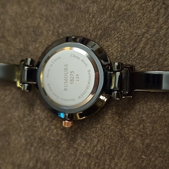 RUMOURS Gunmetal Rose Goldtone Floating Crystal Link Watch - Picture 4 of 6